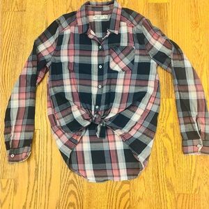 Abercrombie Kids Plaid Button-Up Shirt with Tie Front